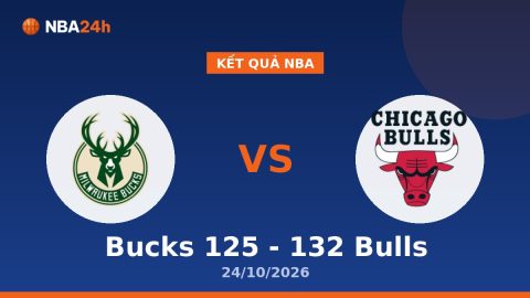 Kết Quả Nba Bucks 125 - 132 Bulls 24/10/2026